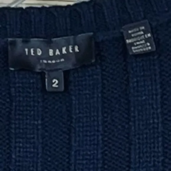 Ted Baker London Daisuma Cable Engineered Sweater In Navy Blue Size 2