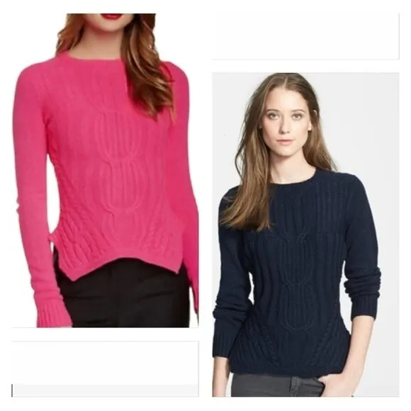 Ted Baker London Daisuma Cable Engineered Sweater In Navy Blue Size 2
