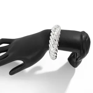 Trendy Gold Silver Tone Glossy Twisted Bangle Bracelet