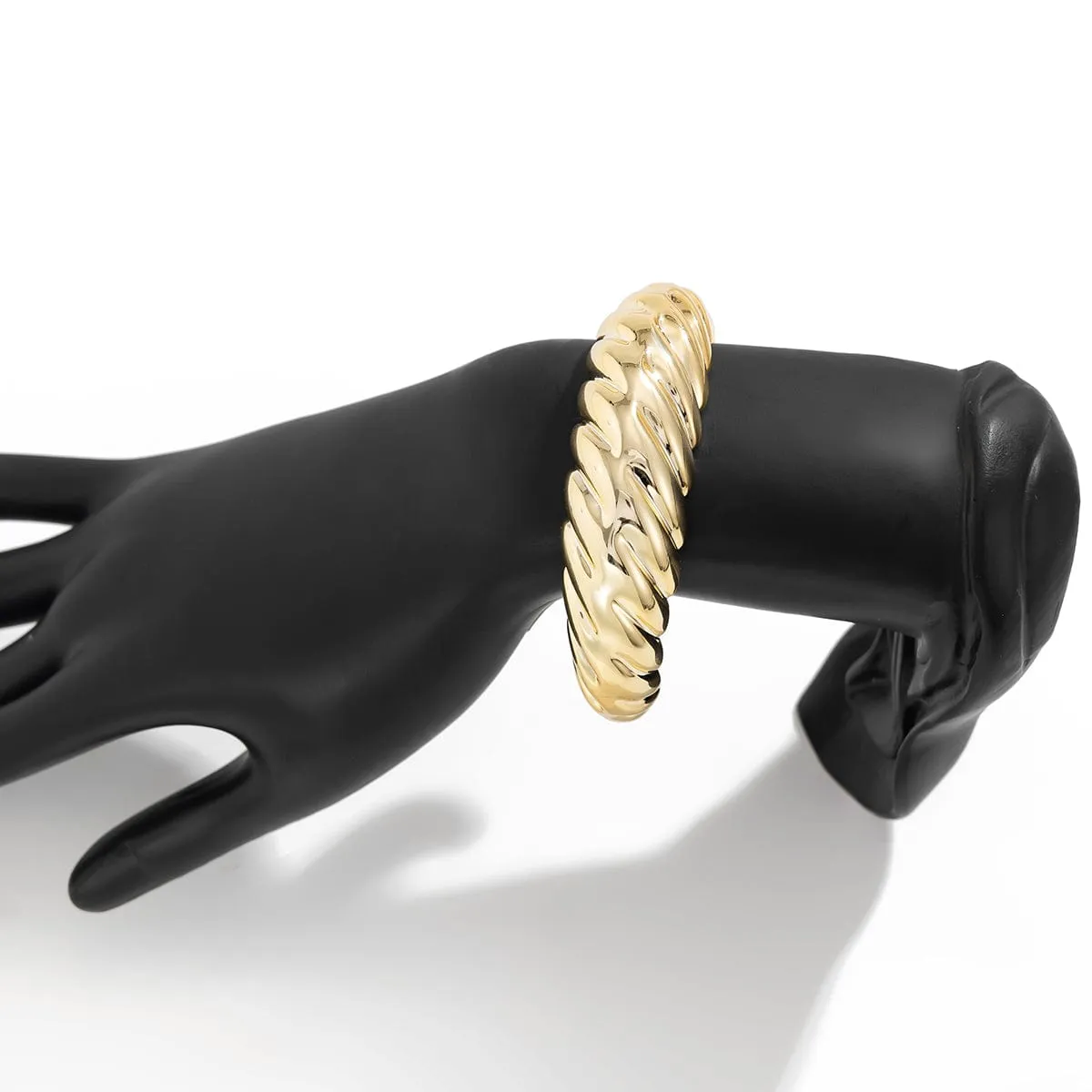 Trendy Gold Silver Tone Glossy Twisted Bangle Bracelet