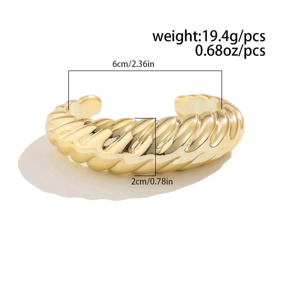 Trendy Gold Silver Tone Glossy Twisted Bangle Bracelet