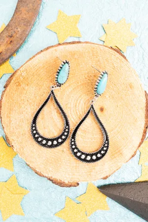 Turquoise Drops Of Rain Silvertone Earrings
