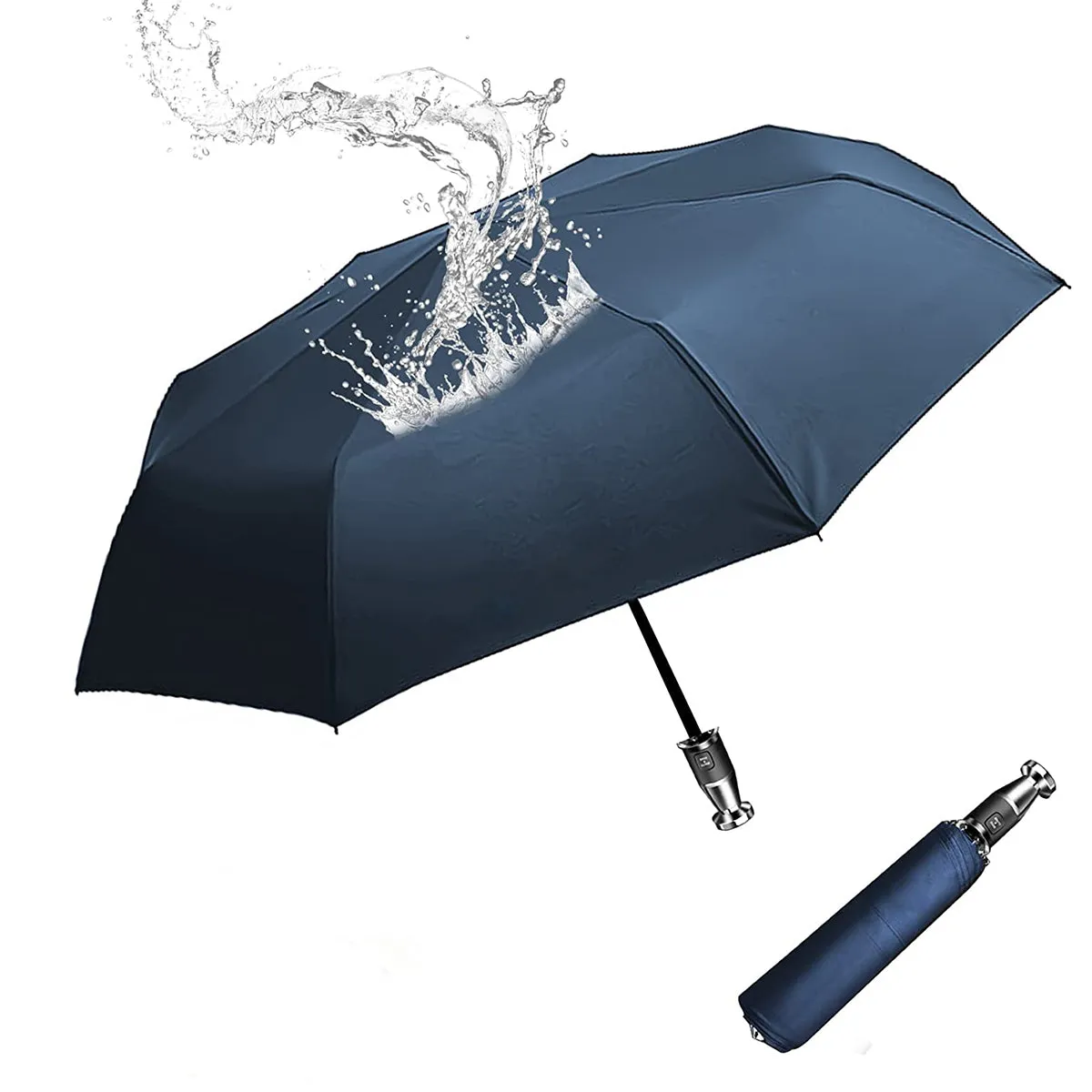 Umbrella for All Cars, 10 Ribs Umbrella Windproof Automatic Folding Umbrella, One-handed use, Rain and Sun Protection, Car Accessories HA13993