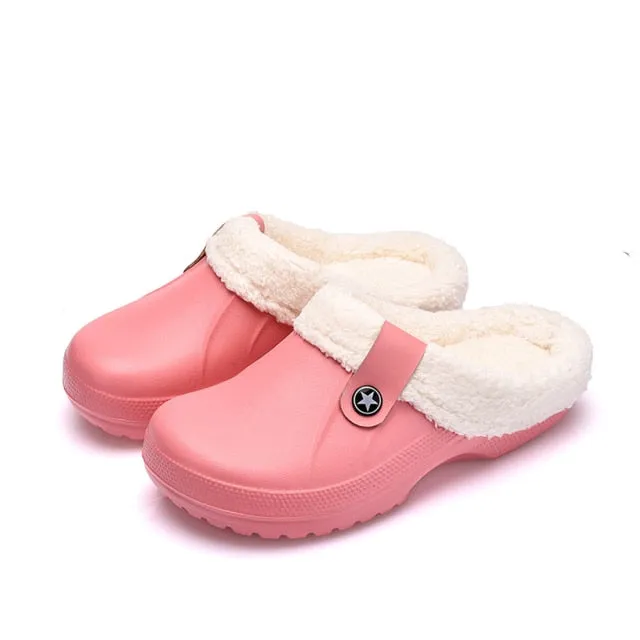Unisex Home Winter Clogs Indoor Fur Warm Slippers