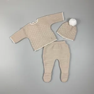 Unisex Three Piece Knitted Outfit - Beige