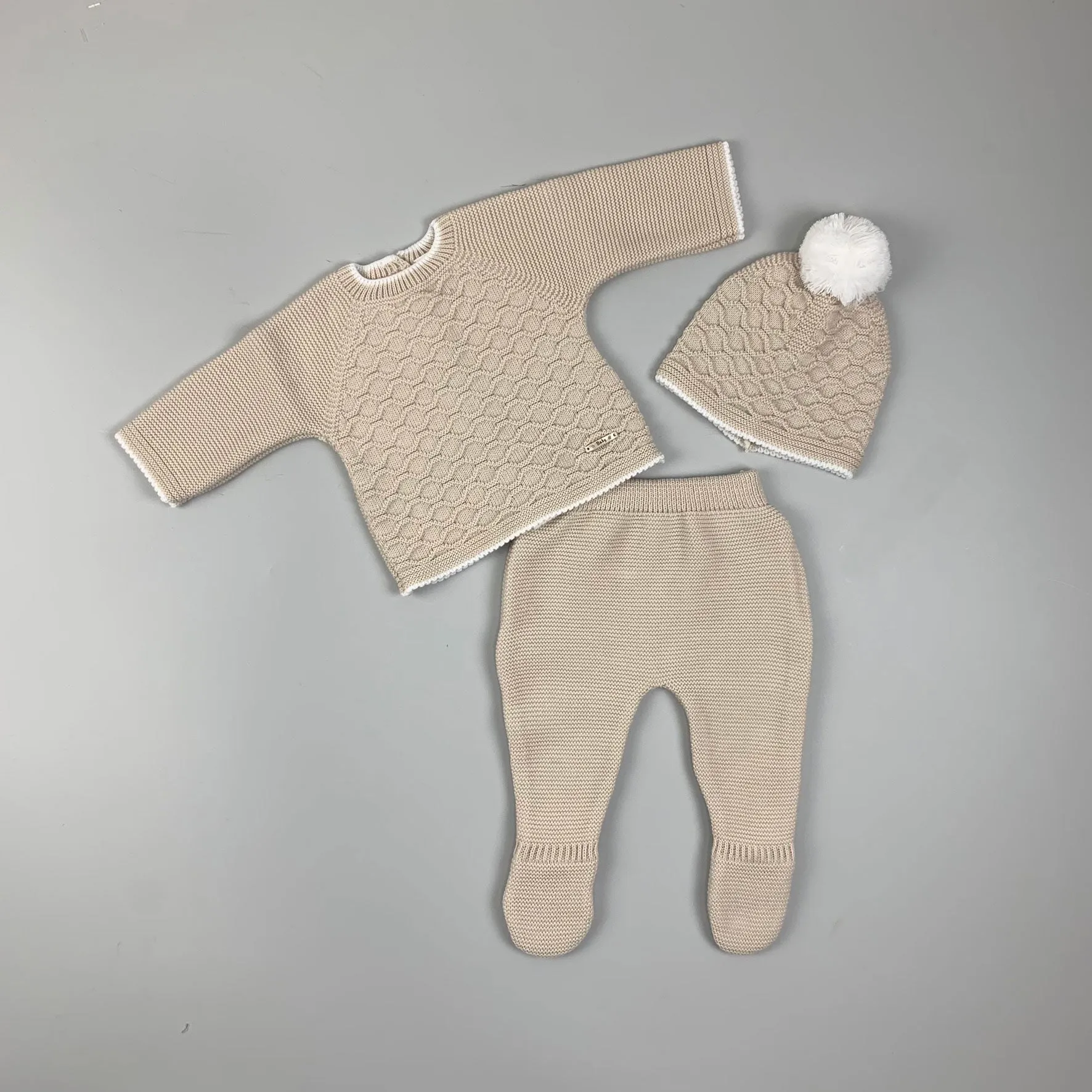 Unisex Three Piece Knitted Outfit - Beige