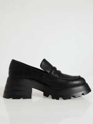 Vallaree Mid Heel Platform Loafer - Black