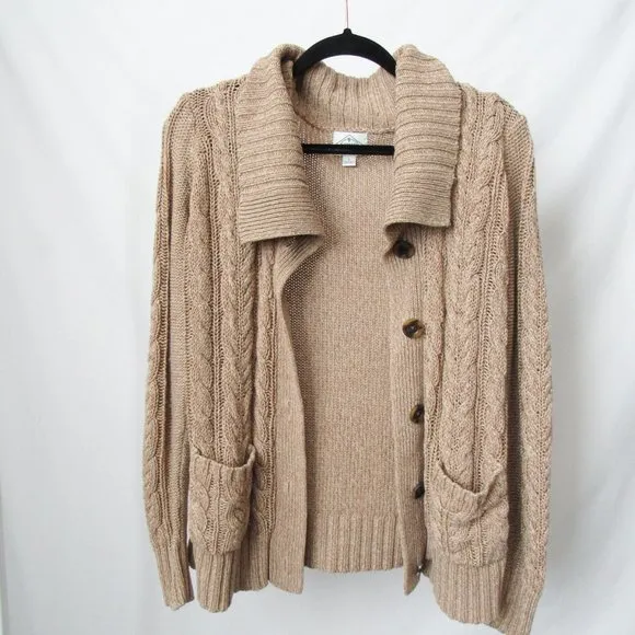 VINTAGE 90S St John's Bay Soft Knit Cardigan Sweater in Brown