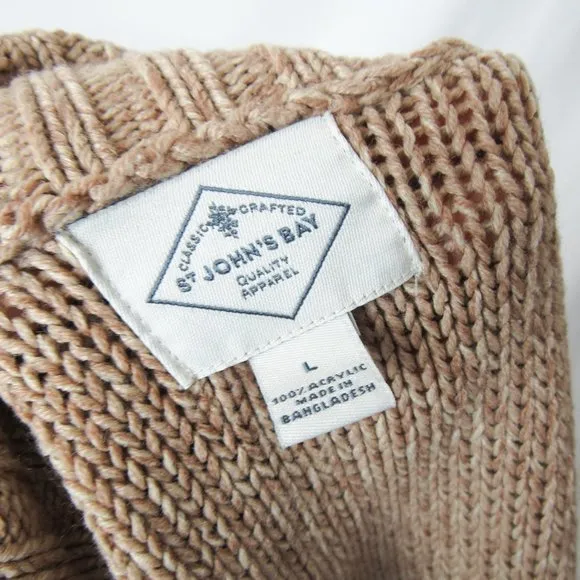 VINTAGE 90S St John's Bay Soft Knit Cardigan Sweater in Brown