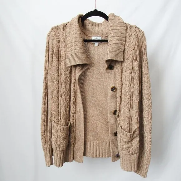 VINTAGE 90S St John's Bay Soft Knit Cardigan Sweater in Brown