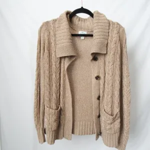 VINTAGE 90S St John's Bay Soft Knit Cardigan Sweater in Brown