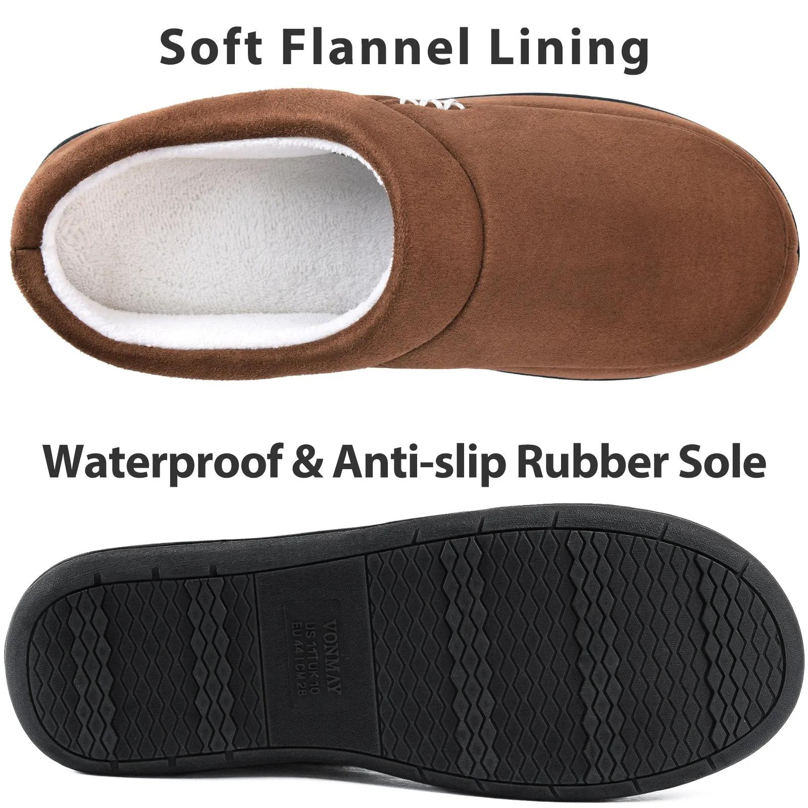 VONMAY Men's Slippers Cozy House Shoes Memory Foam Garden Shoes