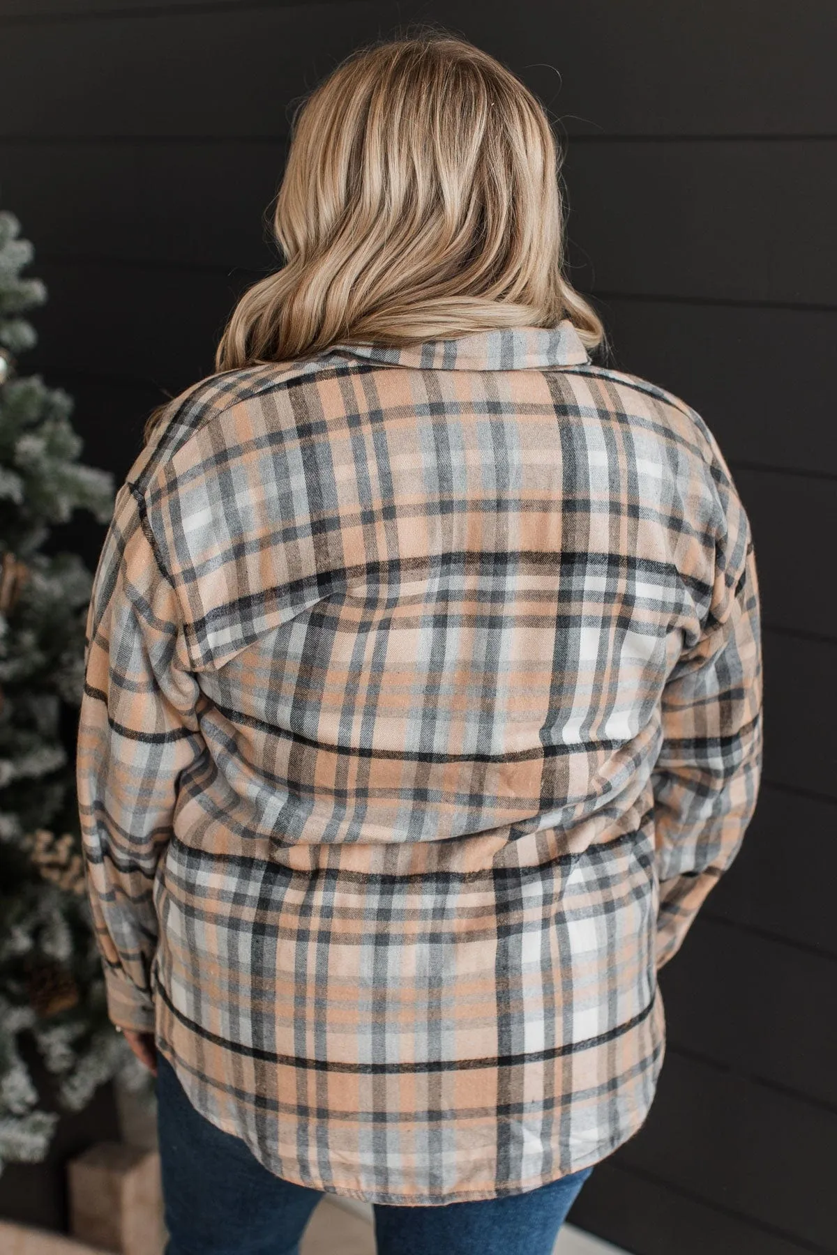 Warm In Winter Plaid Jacket- Taupe & Grey