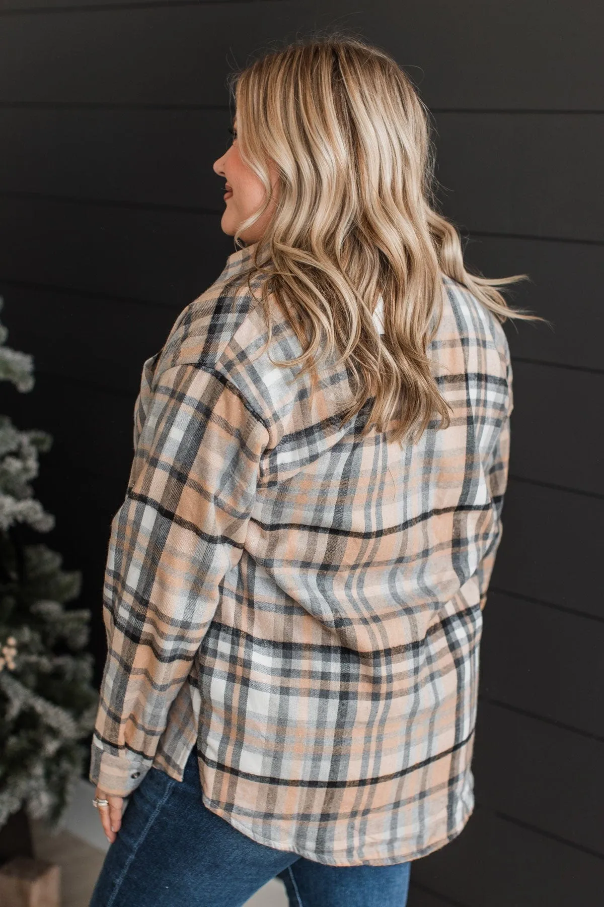 Warm In Winter Plaid Jacket- Taupe & Grey