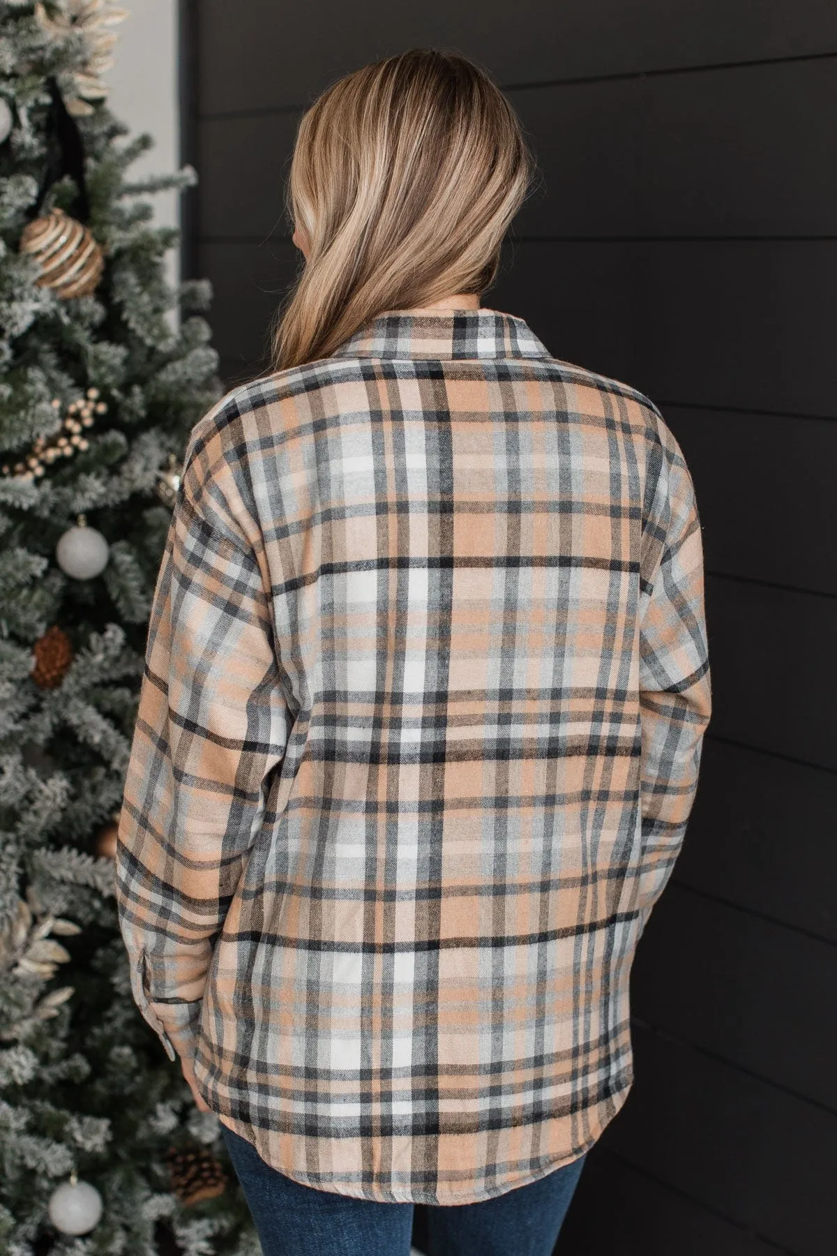 Warm In Winter Plaid Jacket- Taupe & Grey