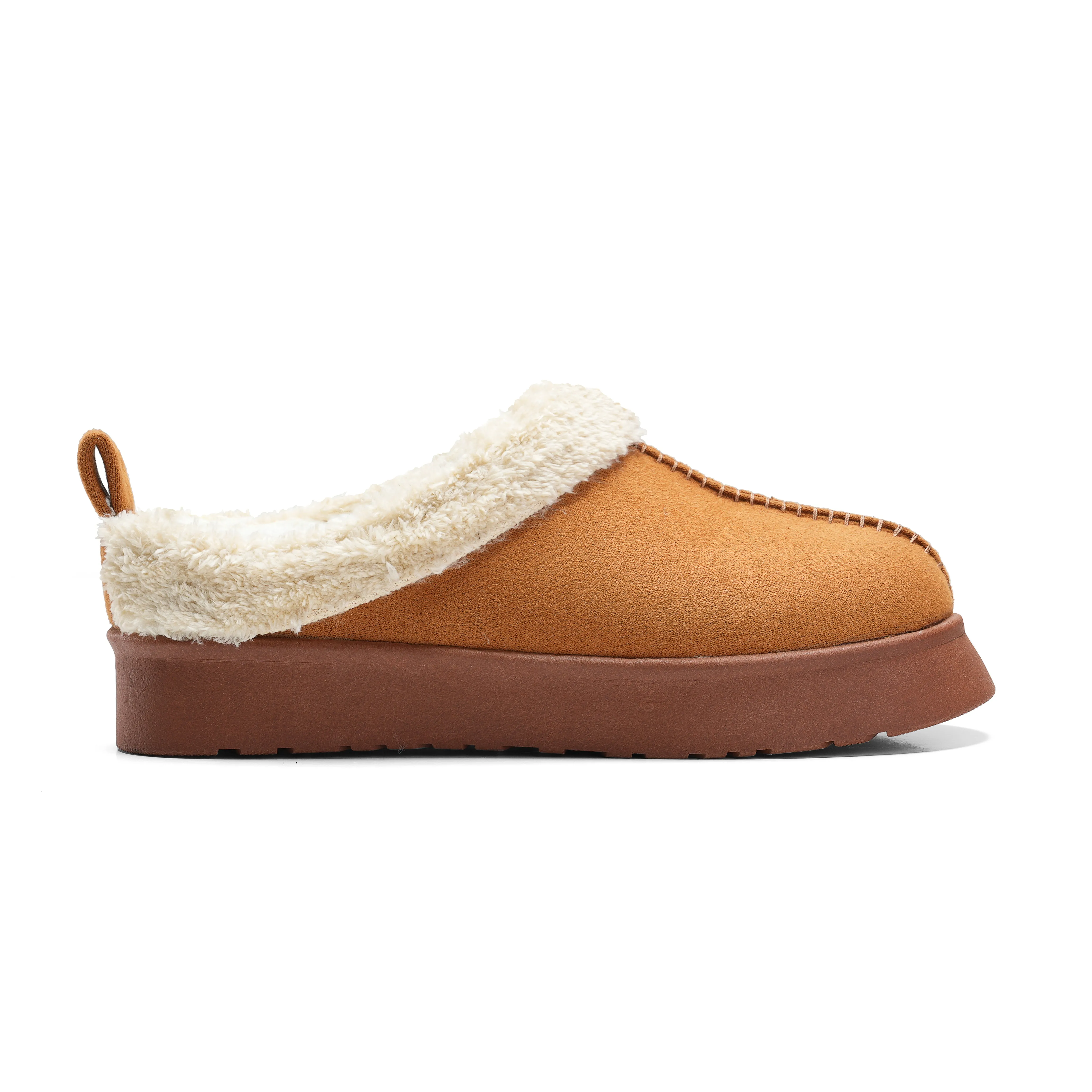 Warm Winter Clogs with Adjustable Straps - Camel