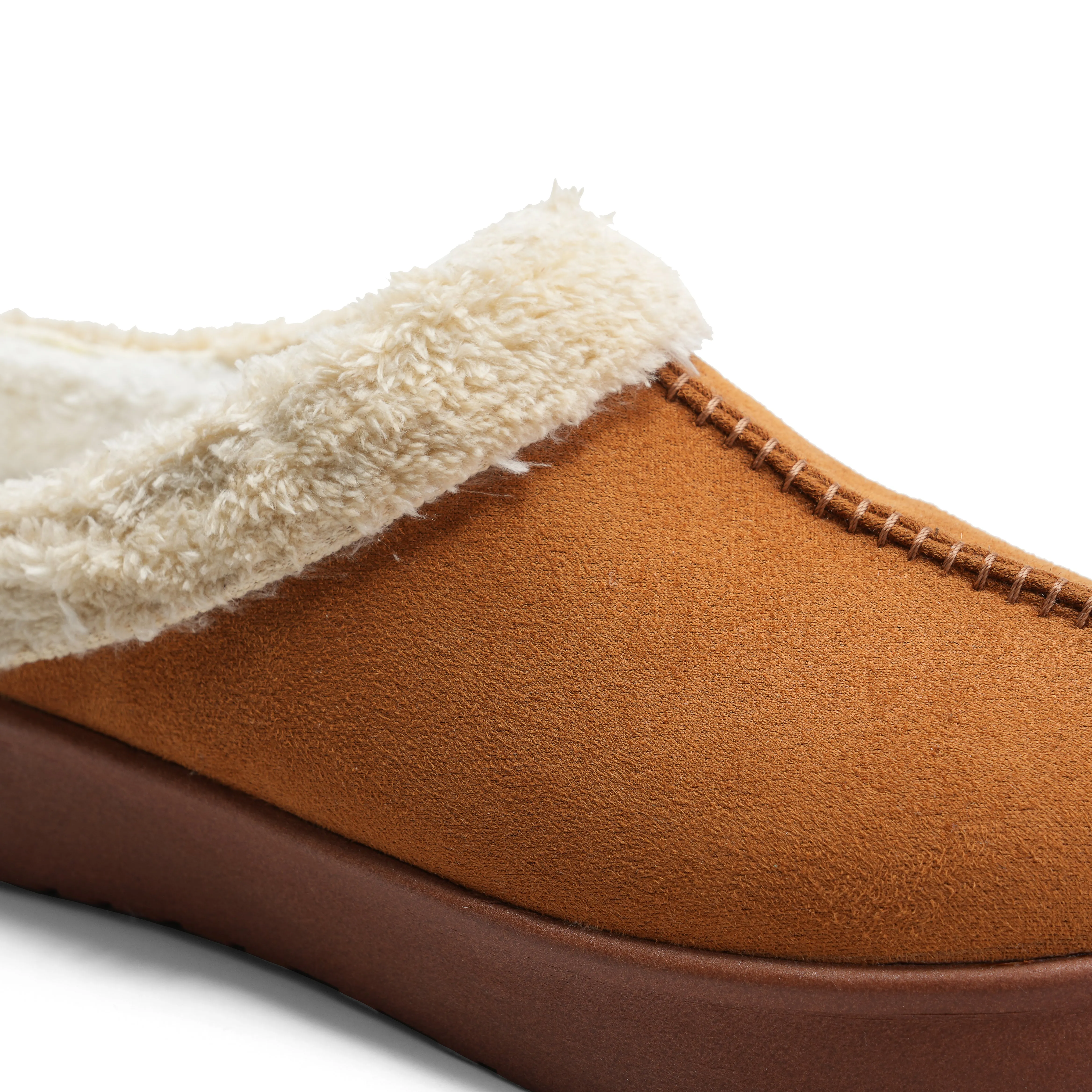 Warm Winter Clogs with Adjustable Straps - Camel
