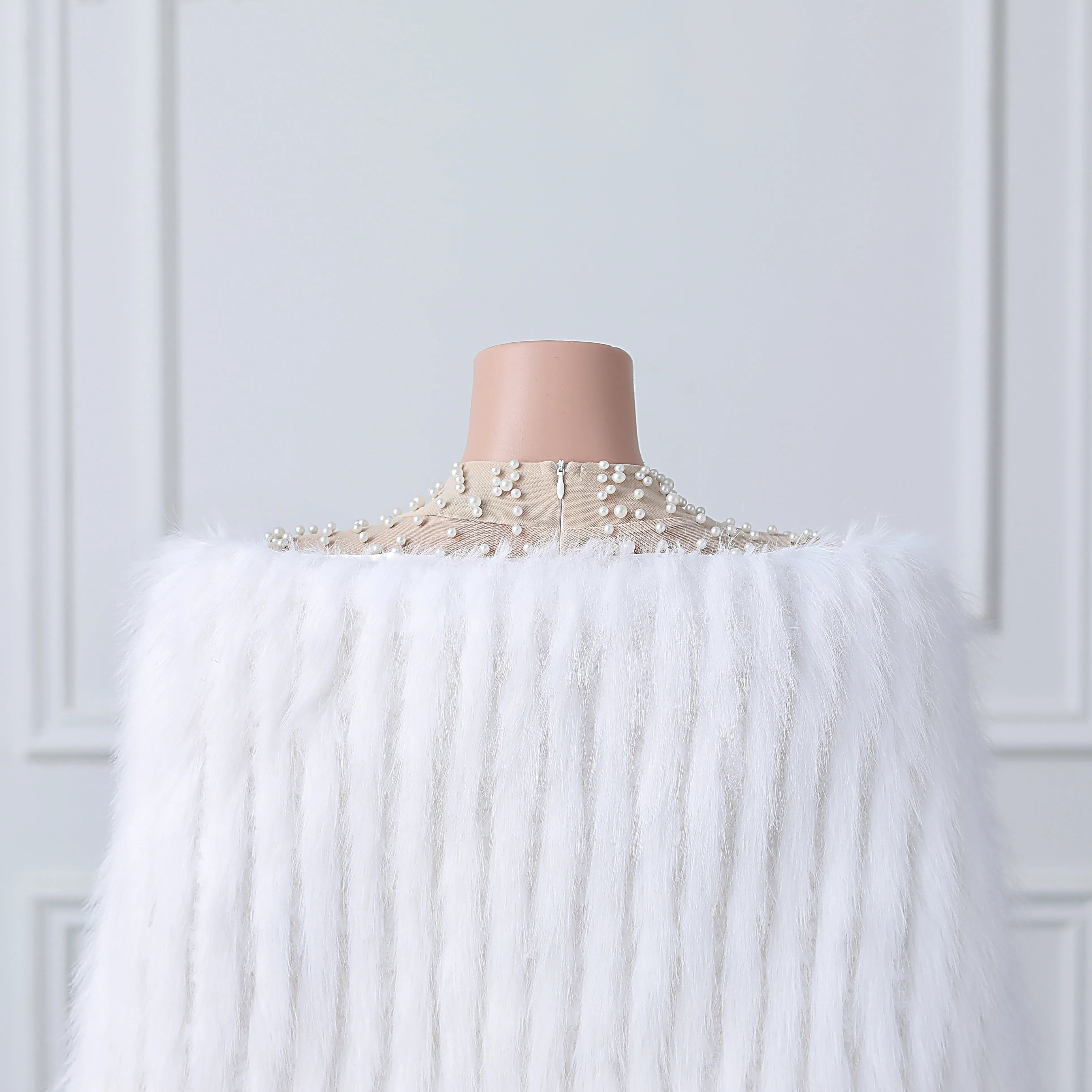White V-neck Neckline Shawl Winter Wedding Shawl