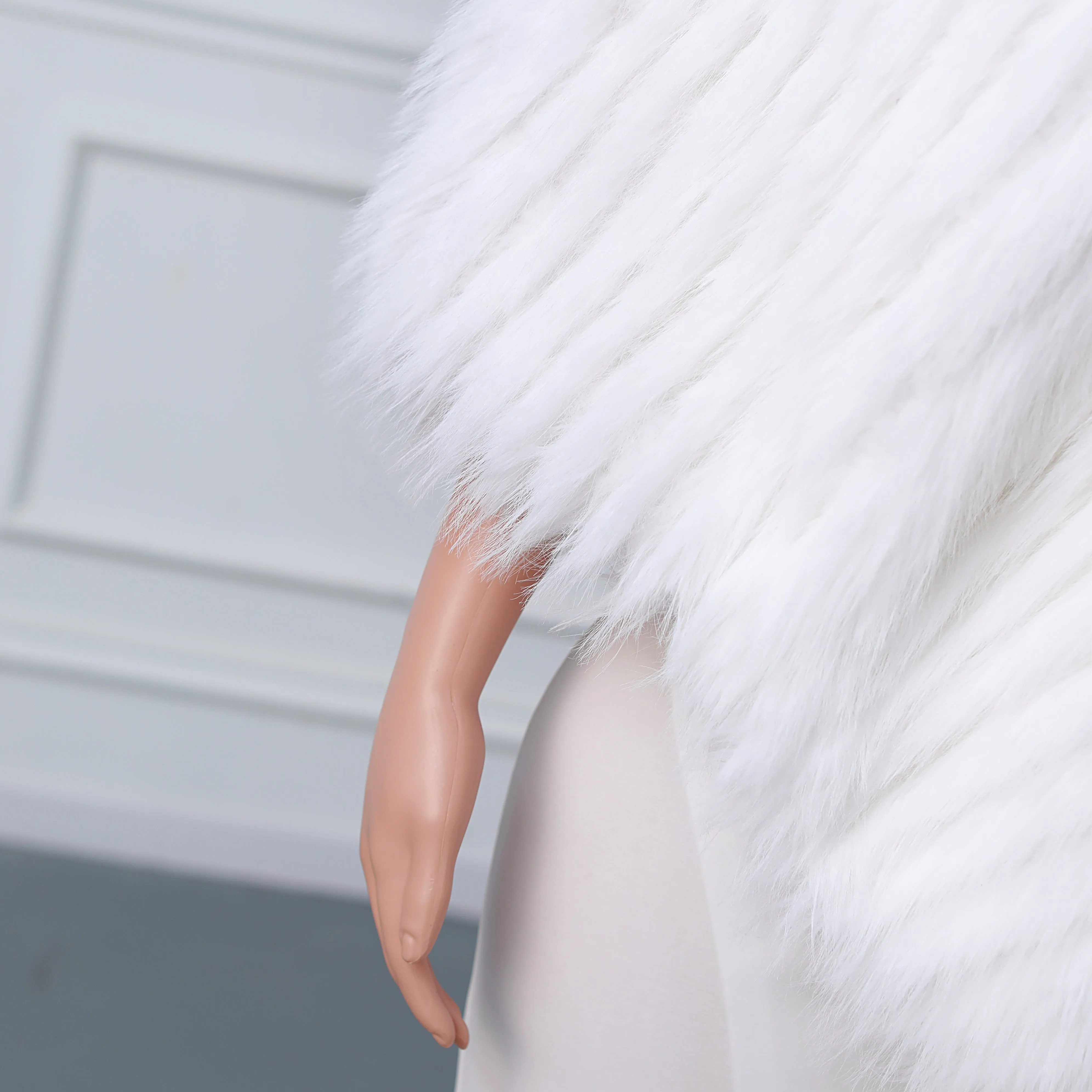 White V-neck Neckline Shawl Winter Wedding Shawl