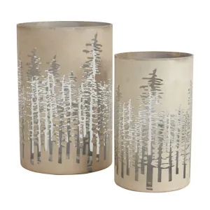 Winter Woods Glass Hurricane (2 sizes)