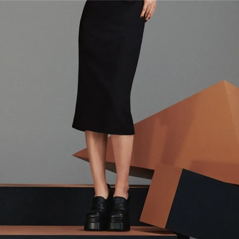 woloong Women High Heel Platform Hoof Heels Loafers Women Pumps New Square Toe Fashion Shoes Plus Size Shoes Sexy Dress Shoes