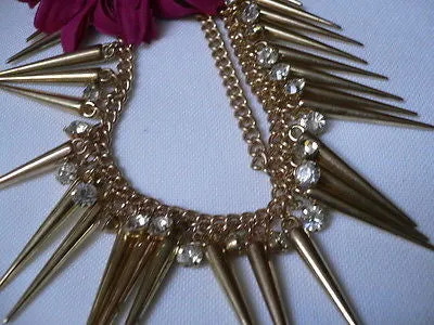 Women Gold Head Chain Spikes Rhinestones Circlet Headband