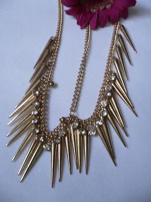 Women Gold Head Chain Spikes Rhinestones Circlet Headband