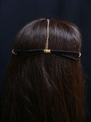 Women Gold Head Chain Spikes Rhinestones Circlet Headband