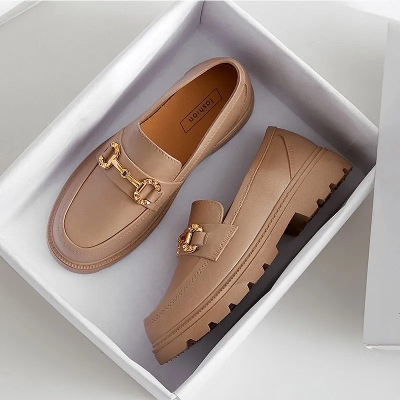 Women Loafers Platform Thick Sole British Style