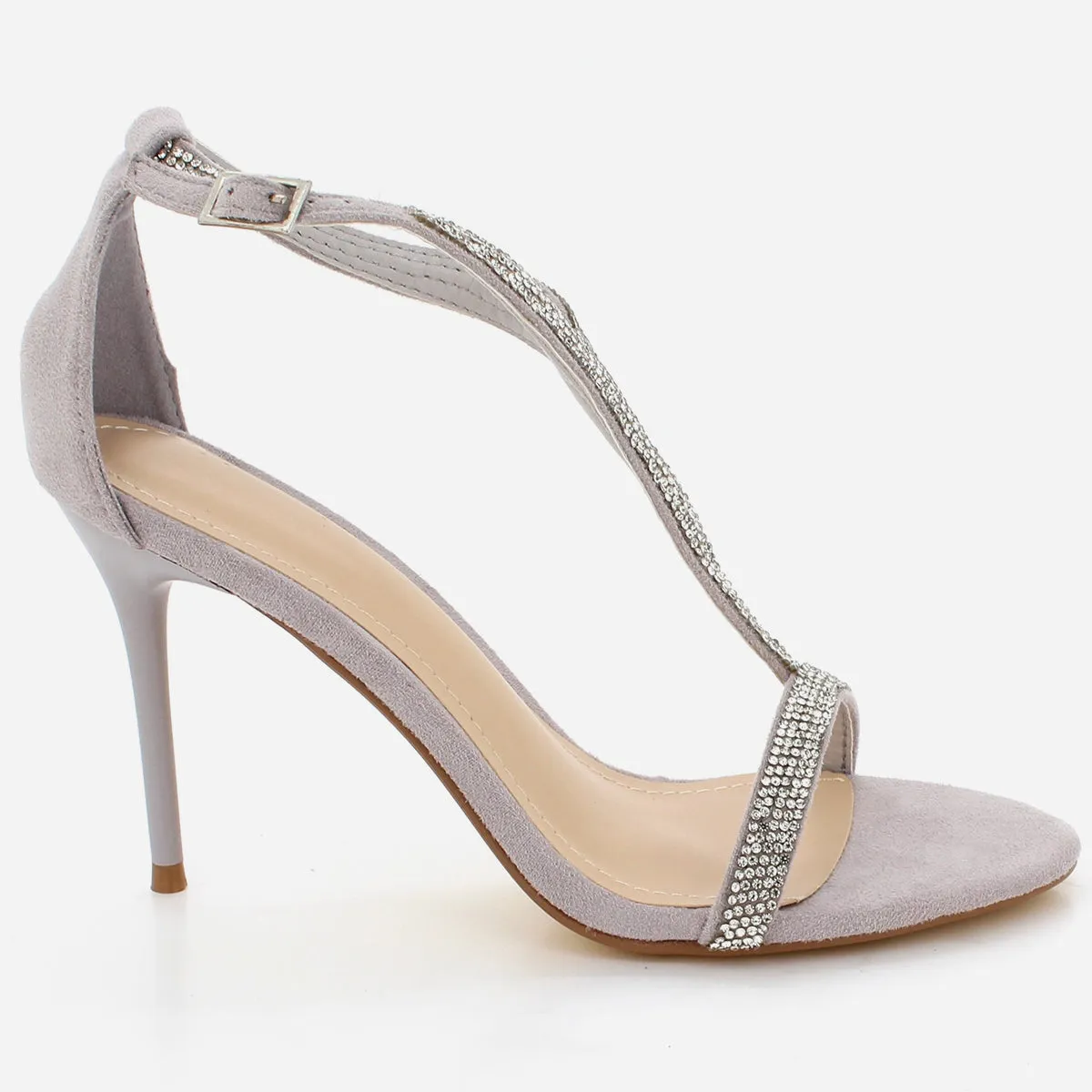 Women's "KAROSE" Decorated T-Bar Strap Evening Sandals