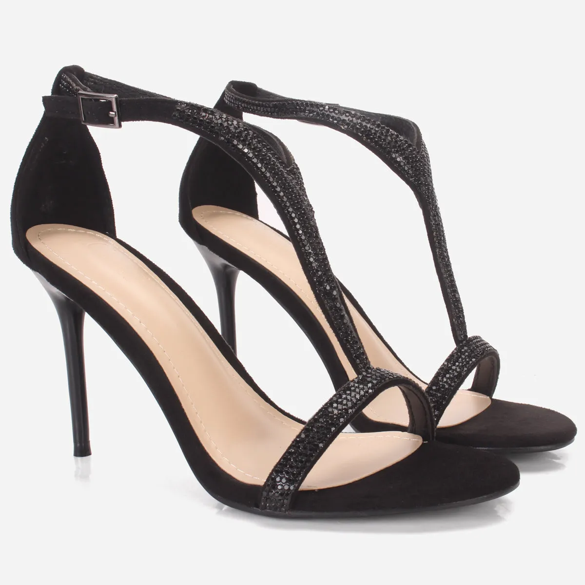 Women's "KAROSE" Decorated T-Bar Strap Evening Sandals