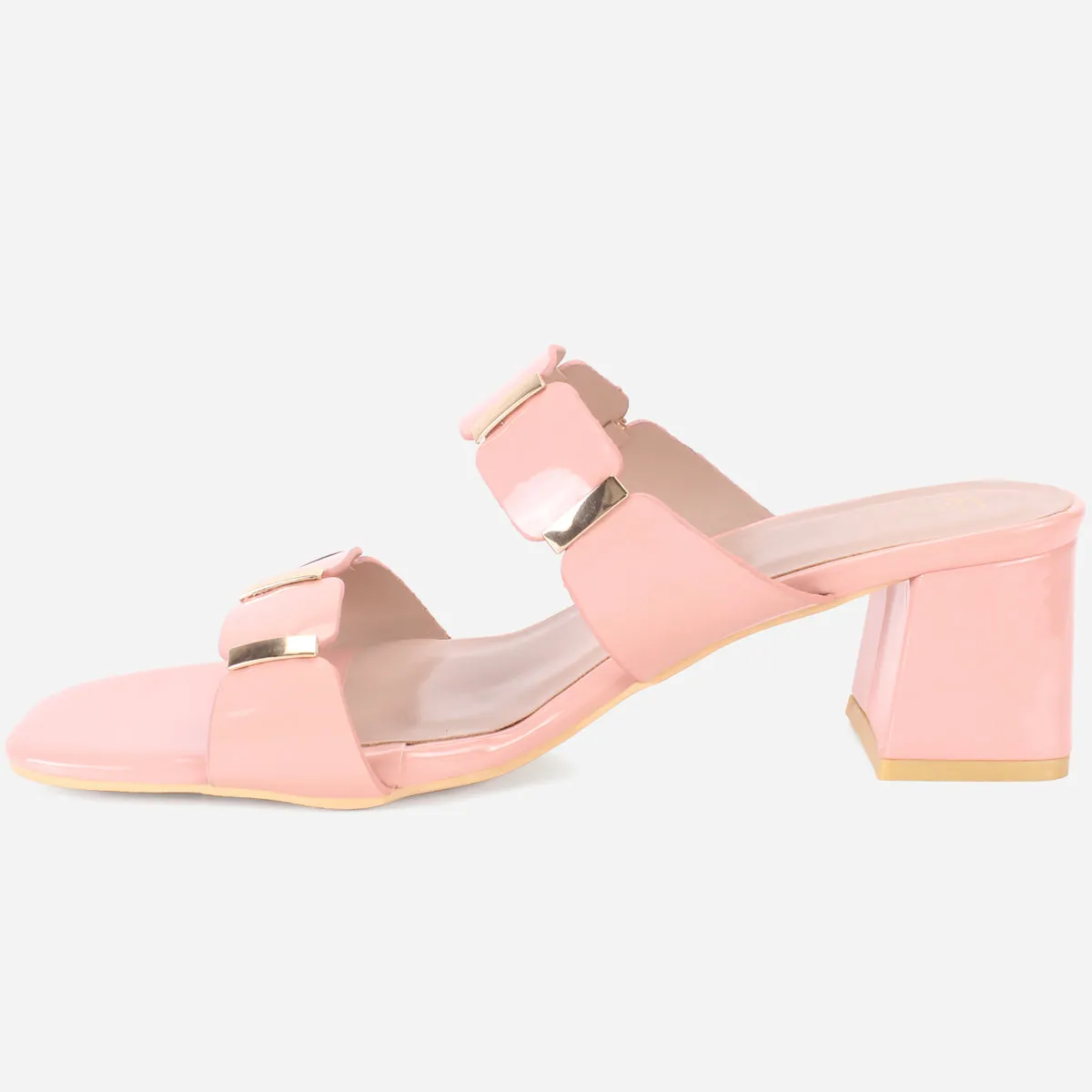 Womens "NATALIA" Fancy Block Heel Slide In Sandals