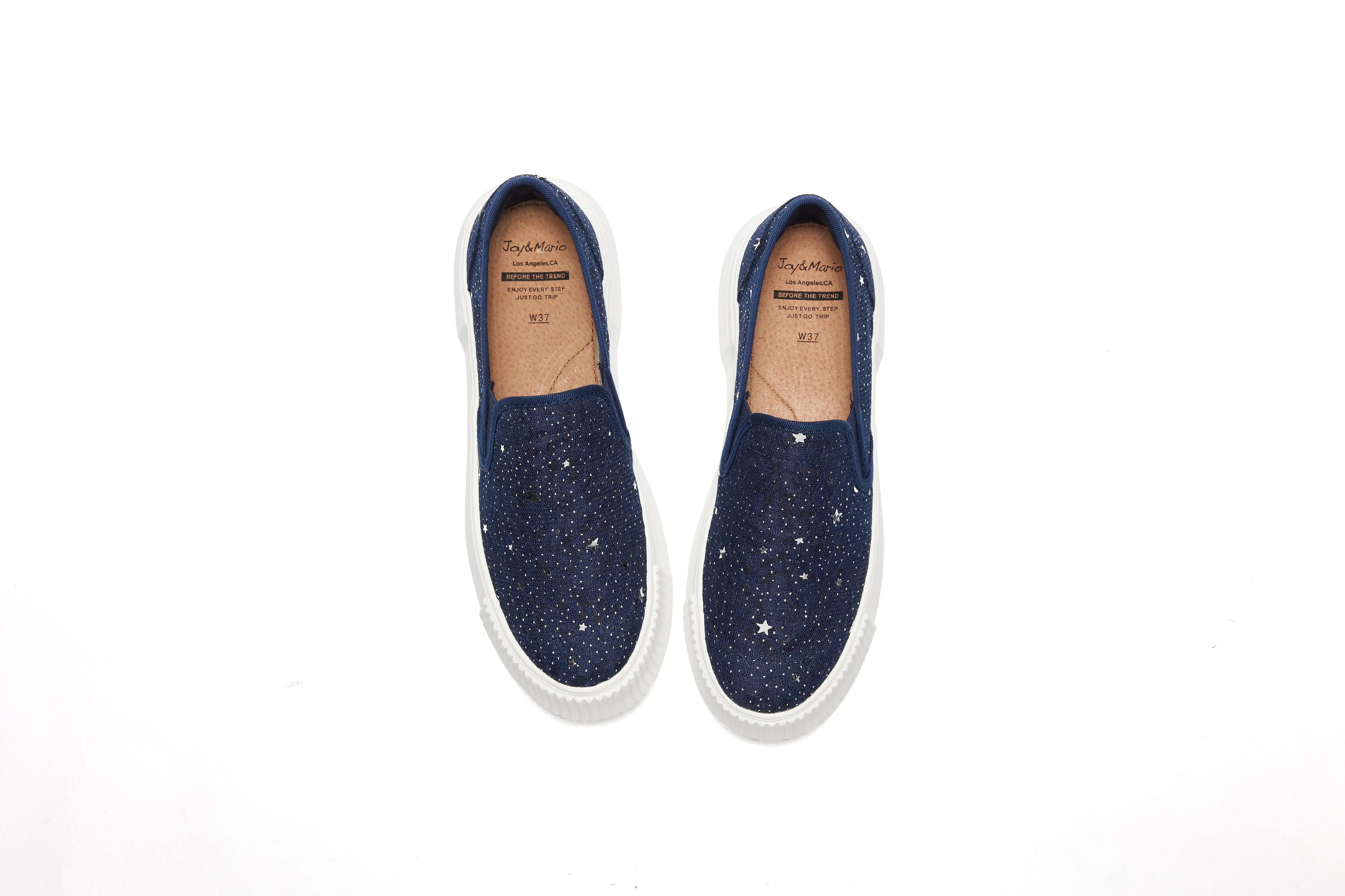 Women’s Slip-On Canvas Platform Loafers in Navy-83305W