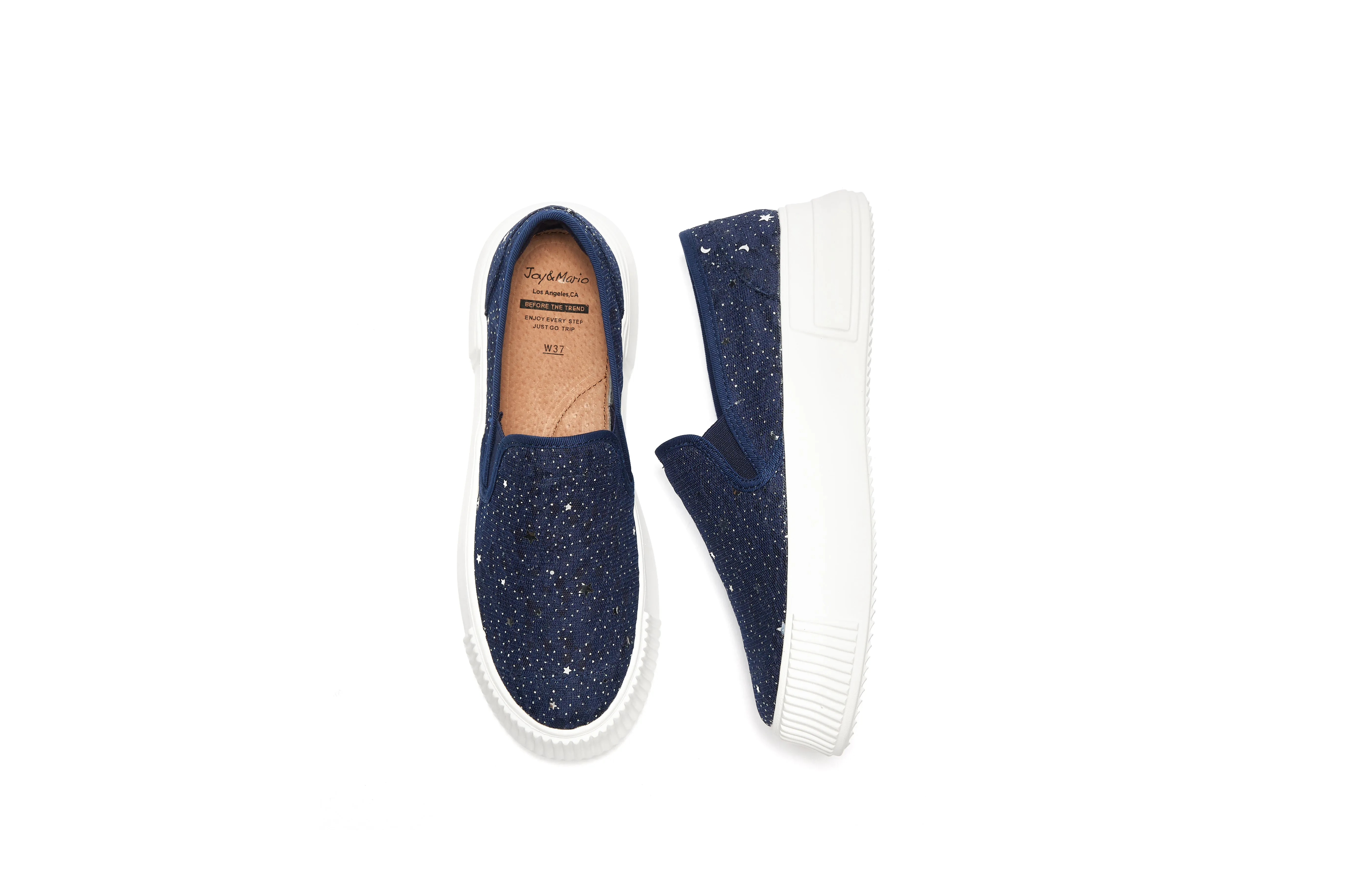 Women’s Slip-On Canvas Platform Loafers in Navy-83305W