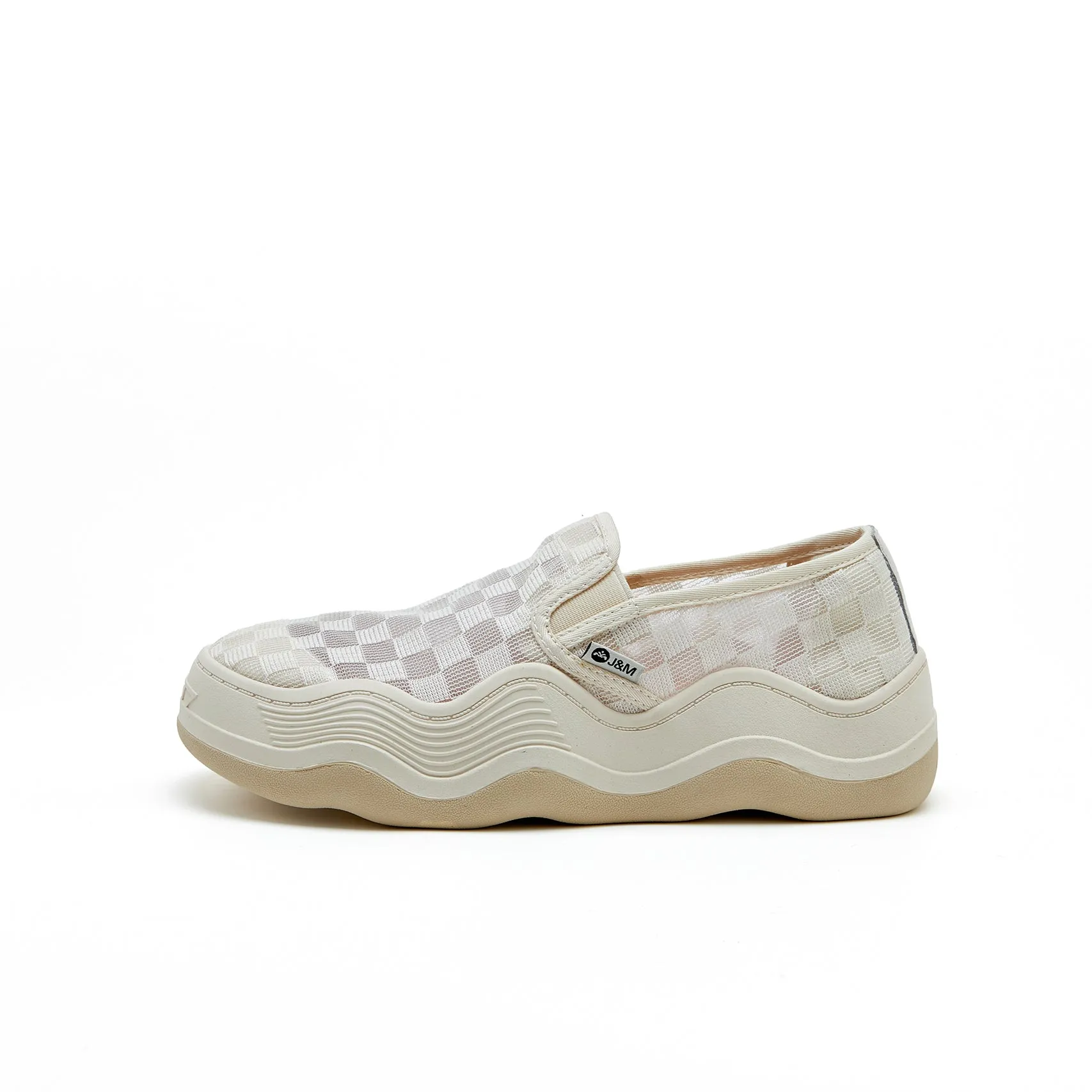 Women’s Slip-On Mesh Platform Loafers in Apricot-87312W