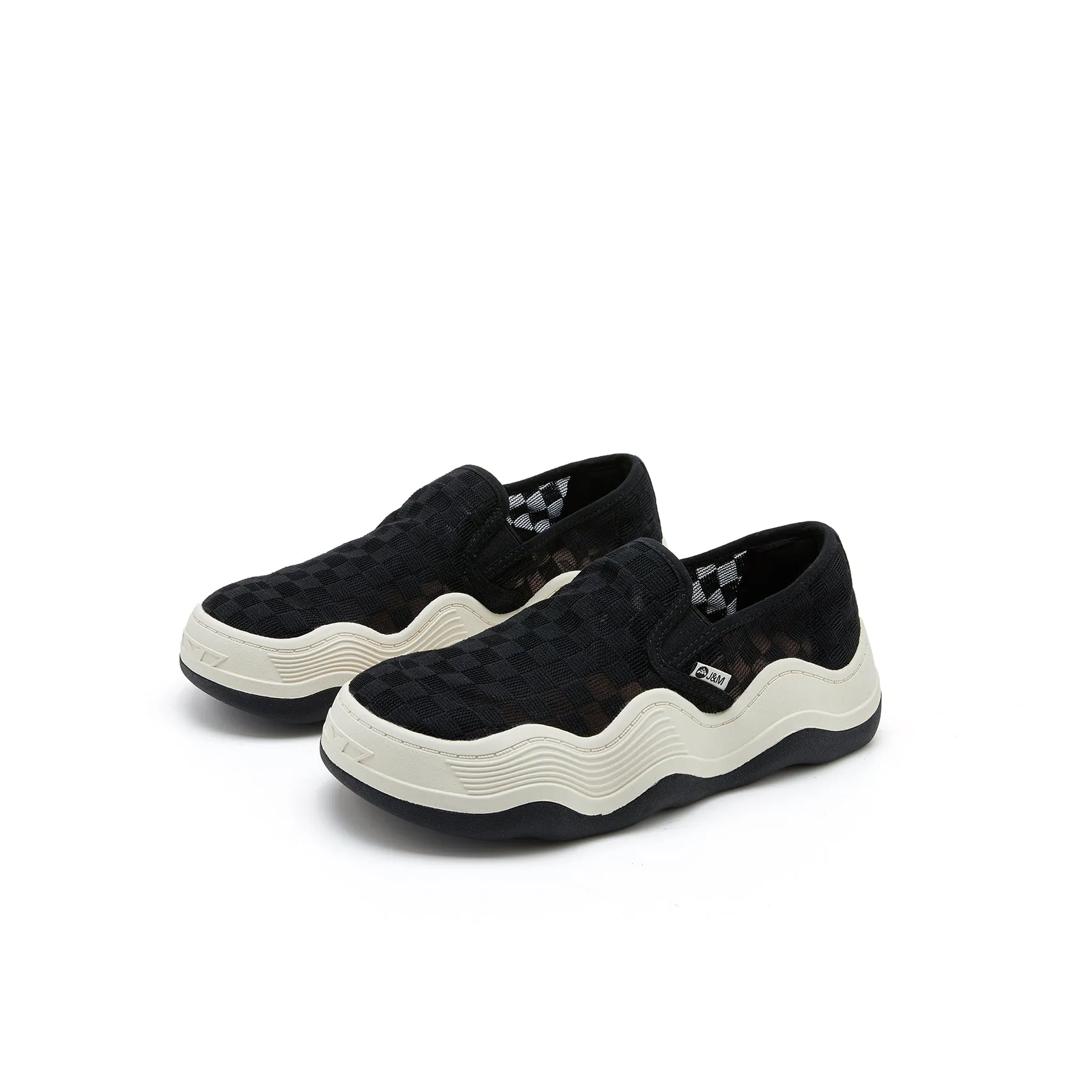 Women’s Slip-On Mesh Platform Loafers in Black-87312W