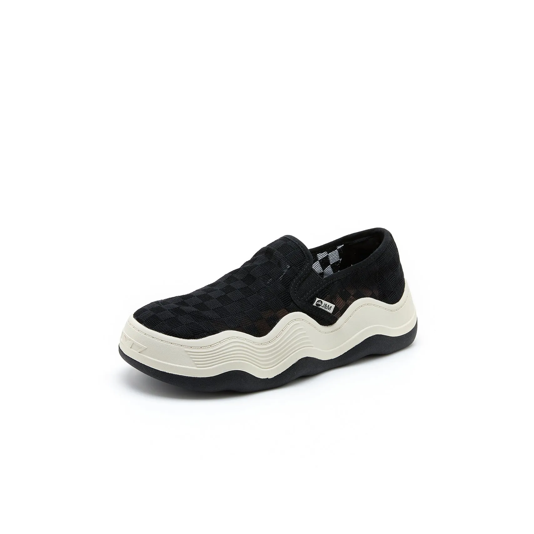 Women’s Slip-On Mesh Platform Loafers in Black-87312W