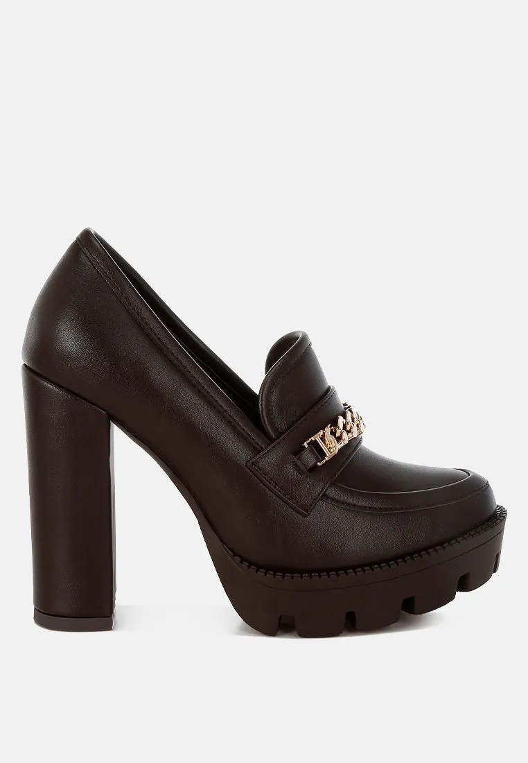 Y2K Chunky High Block Heeled Loafers By Ruw