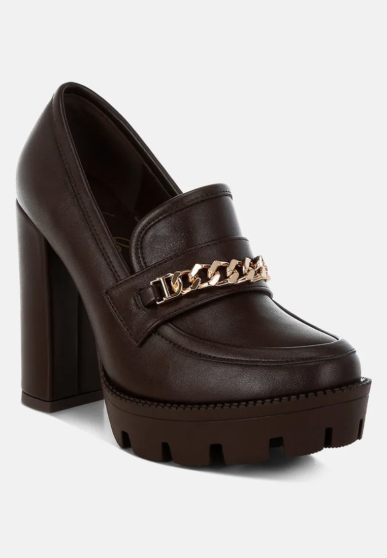Y2K Chunky High Block Heeled Loafers By Ruw
