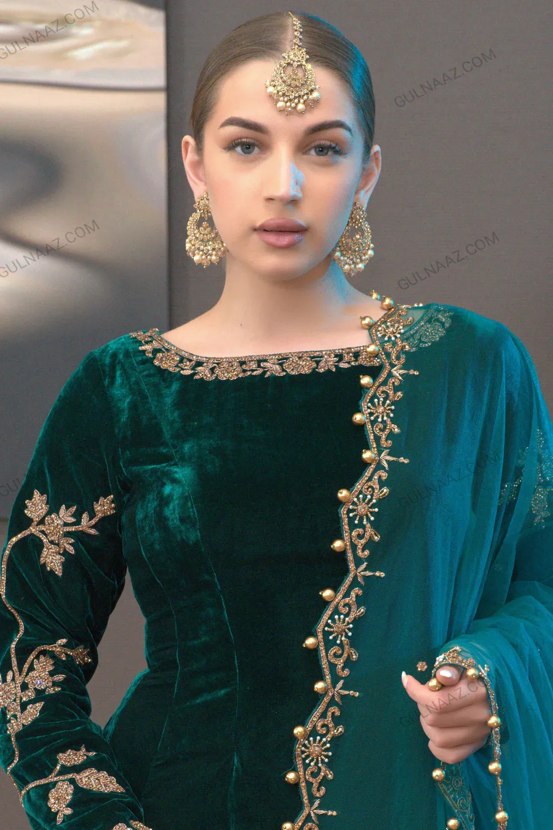 Zafira - Green Velvet Anarkali Suit Unstitched Winter Collection