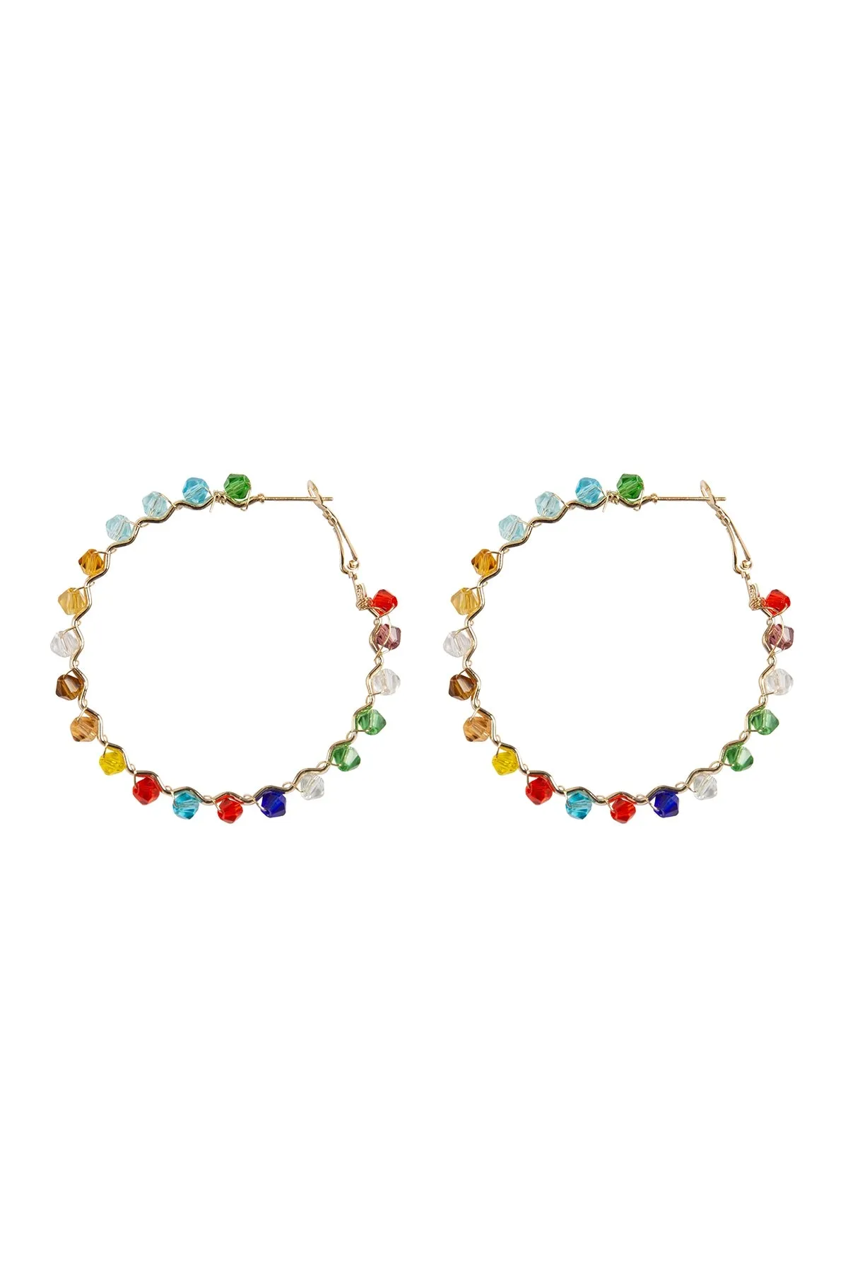 ZIGZAG GLASS BEADS HOOP EARRINGS ASSORTED SET